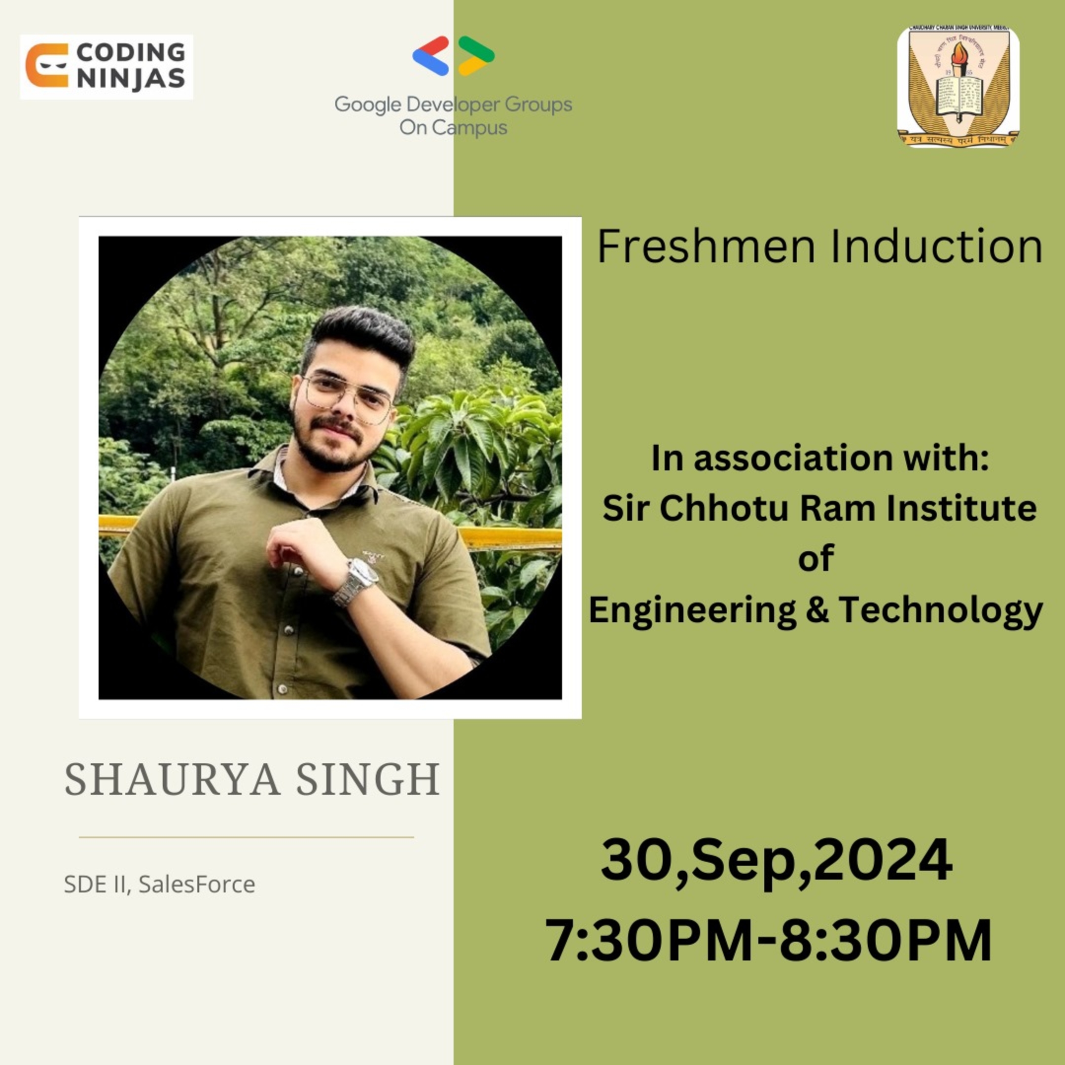 See GDG SCRIET x CodingNinjas Freshmen Induction at Google Developer